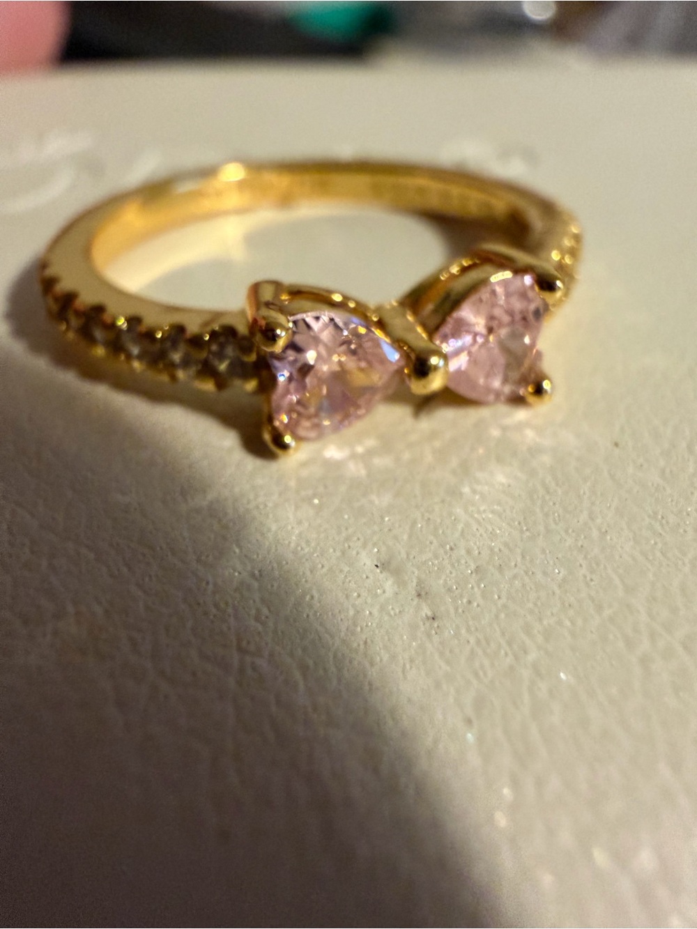 Pandora Sparkling Pink Bow 14K GP Ring (limited edition)